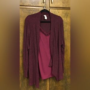 Faded Glory maroon two-fer sweater top 3X